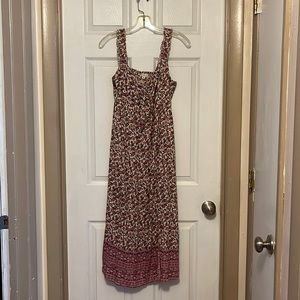 Floral print tie front midi